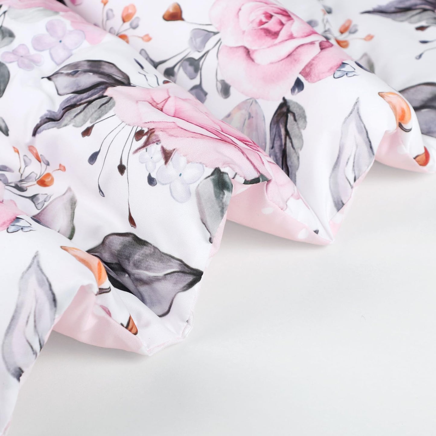 Pea Pod Toddler Bedding Set for Girls, 4 Piece Soft & Breathable Floral Crib Bedding Set, Bed-in-A-Bag Toddler Microfiber Sheet Set, Includes Comforter, Flat Sheet, Fitted Sheet, Pillowcase, Pink