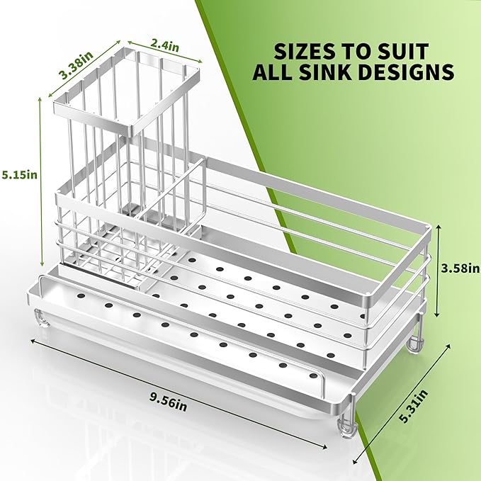 Cisily Stainless Steel Kitchen Sink Caddy Organizer, Sponge Holder