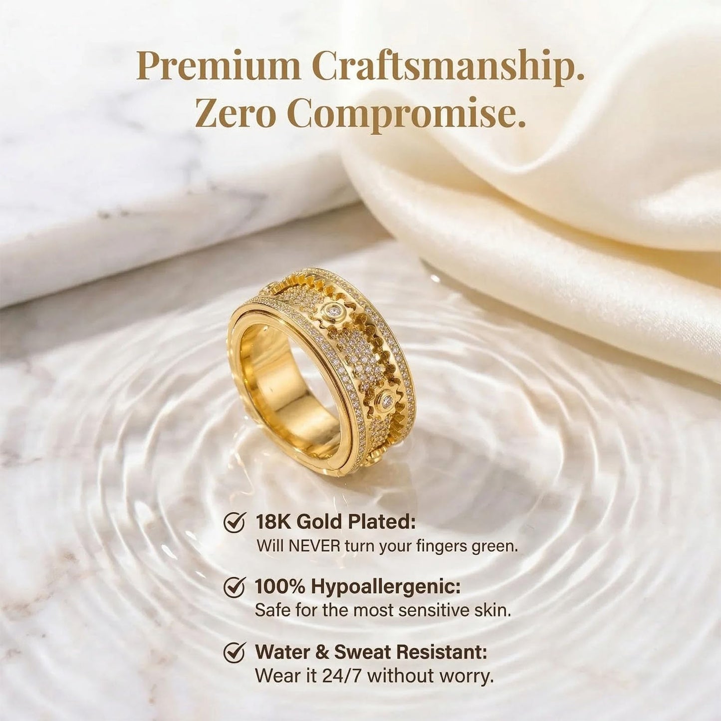 Xarewx Mindfulness Rings for Women, Fidget Ring, Adjustable Anti-Anxiety Fidget Rings, Menopause and Stress Ring, Calm & Everyday Wear(3pcs, 12)