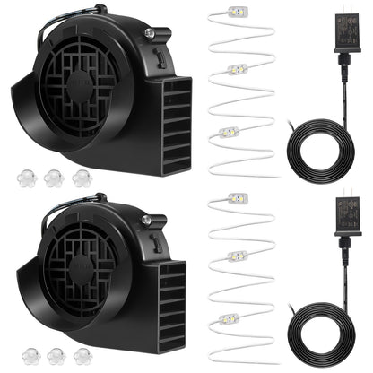 Envanptaz 2-Pack Inflatable Fan Blower Replacement, 12V 1.2A Air Blower for Inflatables with 3 LED Light Strings for Thanksgiving Christmas Halloween Yard Party Holiday Inflatable Decorations