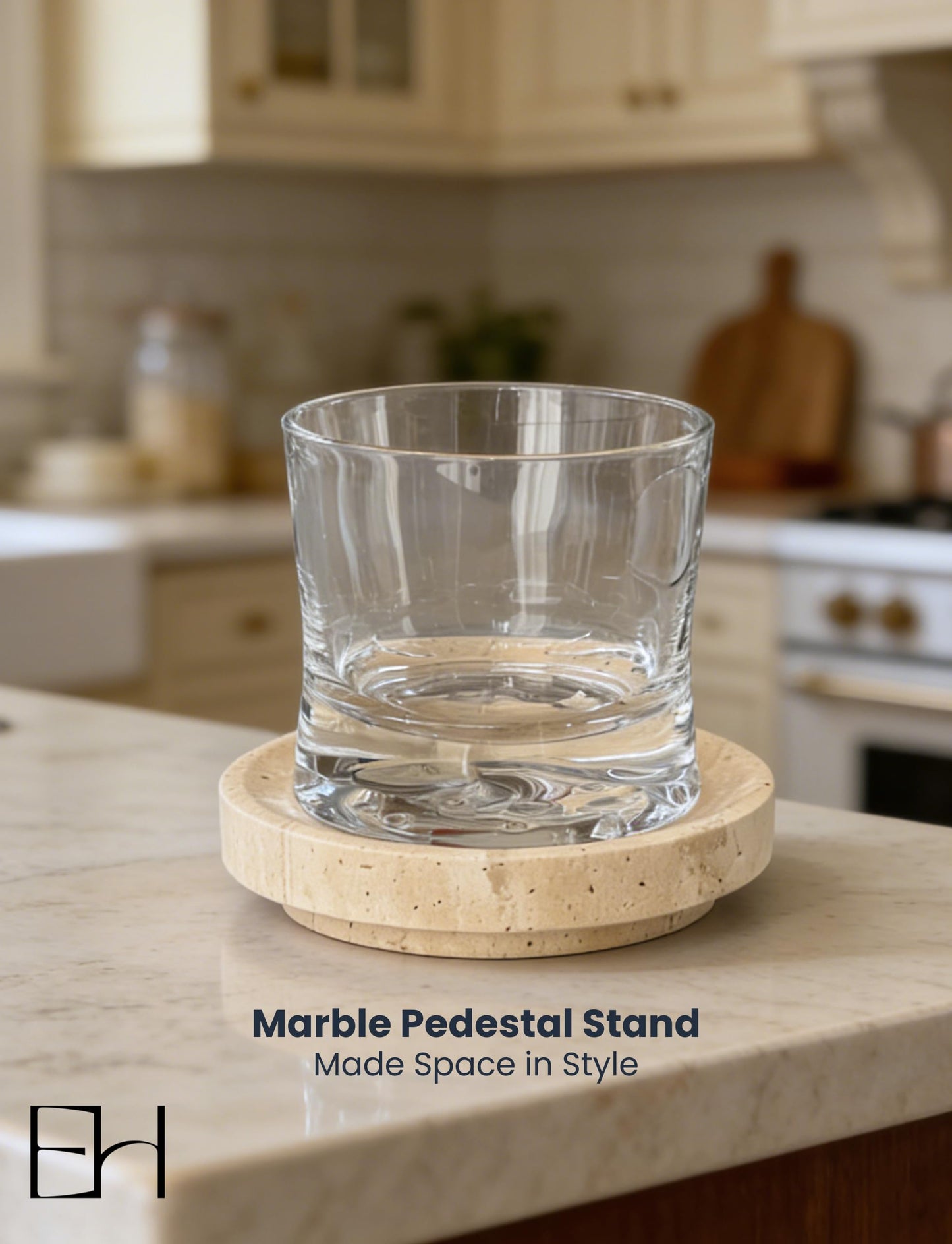 Marble Soap Dish, Pedestal Round Soap Holder for Shower, Stone Soap Tray for Bathroom Kitchen Counter Sink, Bar Soap Saver & Vanity Organizer (Beige Travertine)
