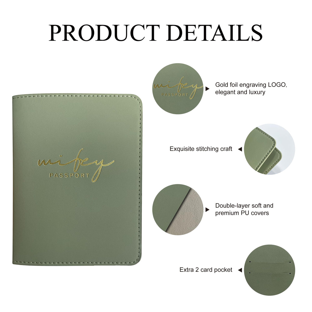 Mr&Mrs Gifts Matching Passport Covers for Mr and Mrs, Husband and Wife Gifts Passport Holders, Engagement Gifts for Couples, Honeymoon Travel Essentials Gift for Newlyweds(HW Sage Green)