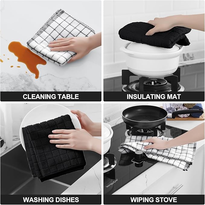 Homaxy Premium Cotton Kitchen Towels 16"x 28", Large Natural Ring Spun 390 GSM