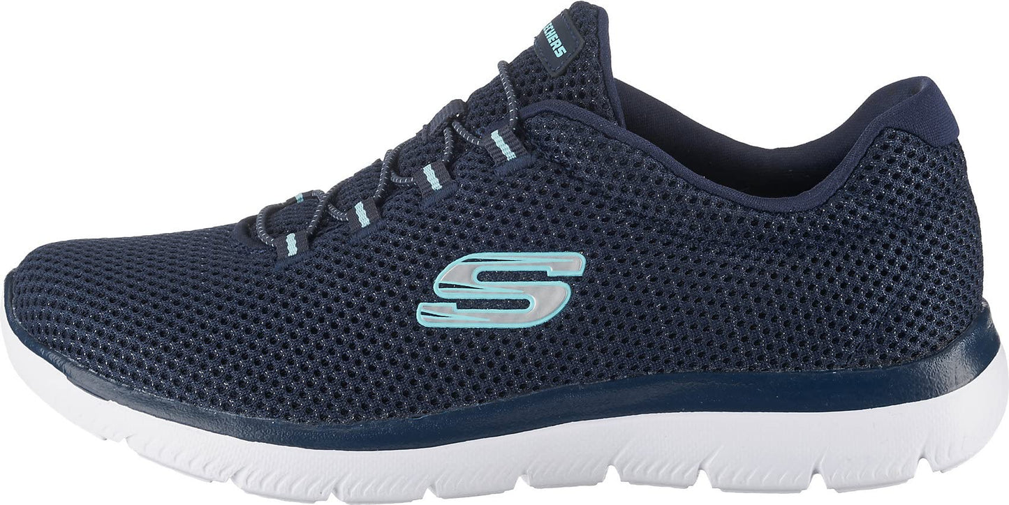 Skechers Womens Summits Artistry Chic Sneaker, Navy Light Blue, 5 UK