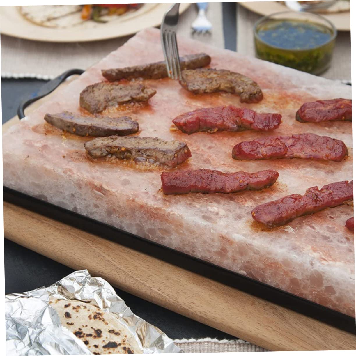 IWOWHERO Salt Block Holder Metal Salt Plate Tray Holder Edges for Easy Cleaning for Home BBQ