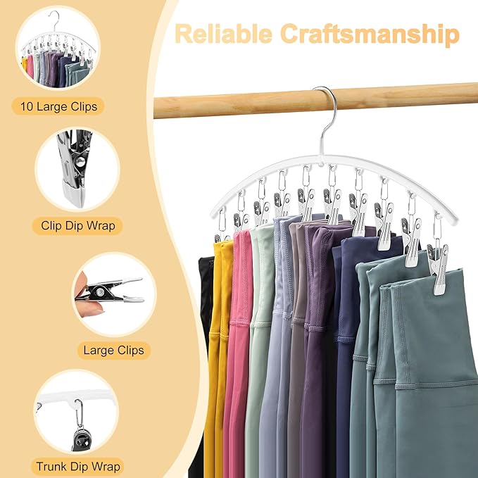 Legging Organizer for Closet, Metal Yoga Pants Hanger w/Rubber Coated 1 Pack
