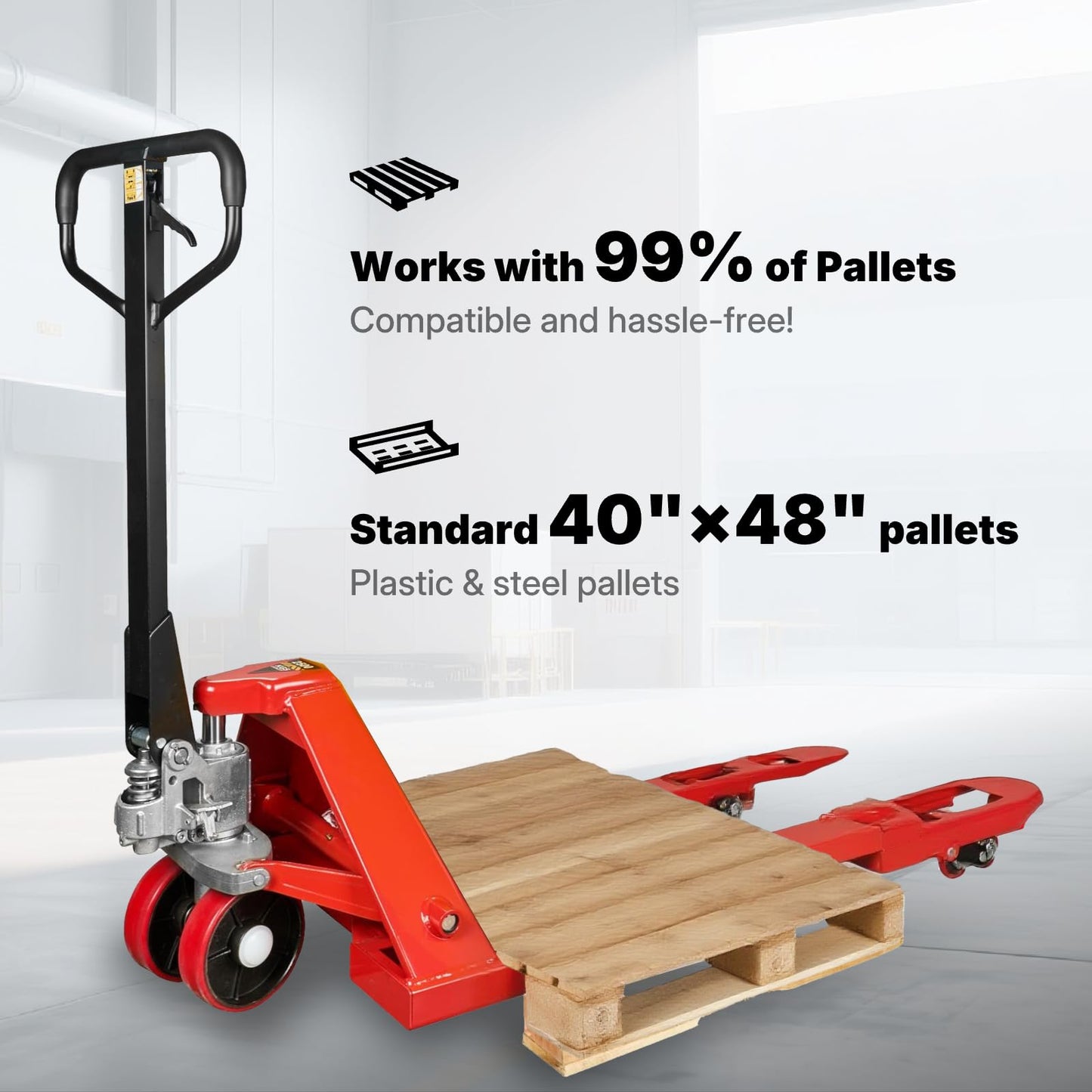 NORTHSKY Standard Manual Pallet Jack, 27" W x 48" L, 5500lbs Capacity for Warehouse, Workshop