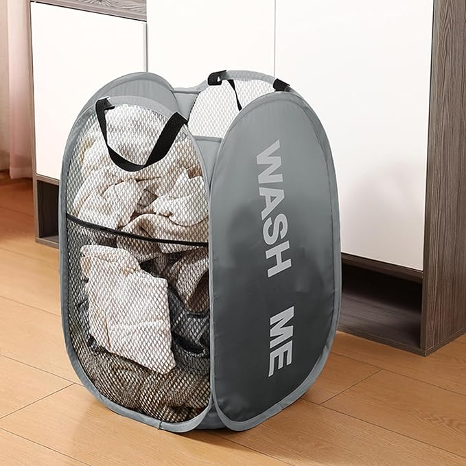 Collapsible Mesh Pop Up Laundry Hamper 2Pack Foldable Laundry Basket