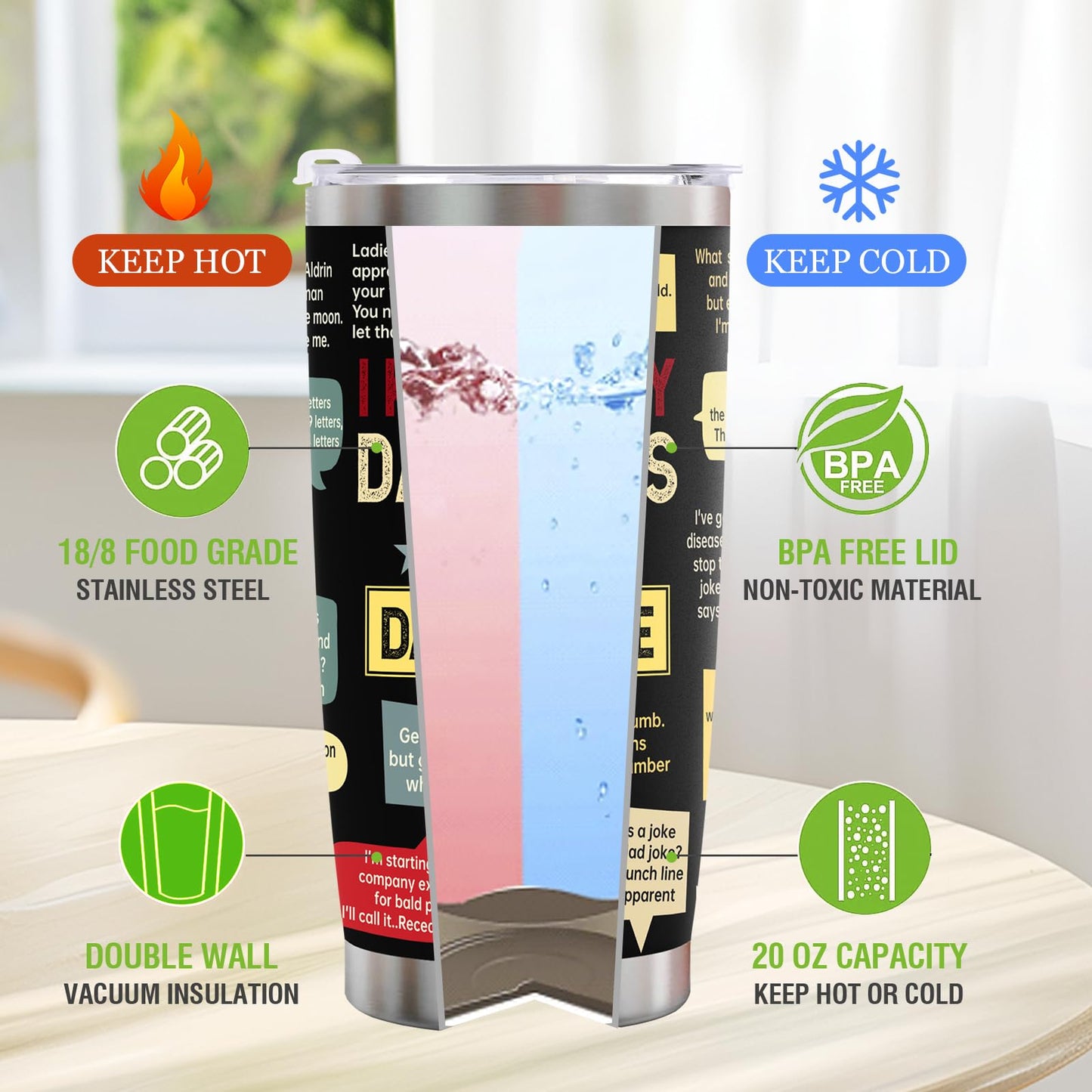 Ulrhpc Christmas Gifts for Dad Men：Dad Joke 20oz Tumbler Birthday Gifts for Dad Men Adults Grandpa Husband Stepfather Present Decorations on Fathers Day Christmas Thankgiving