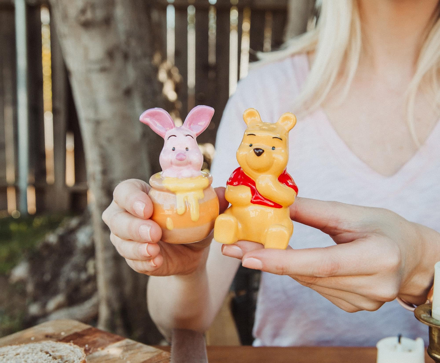 Silver Buffalo Disney Winnie The Pooh And Piglet Ceramic Salt And Pepper Shakers, Set Of 2 | Spice Dispenser Storage Canisters