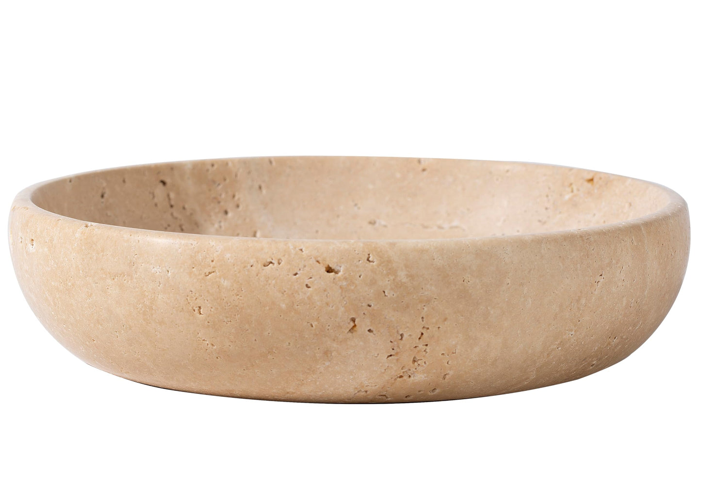 Natural Travertine Decorative Bowl 7.8", Handmade Stone Catchall Bowl for Entryway Key, Coffee Table Centerpiece, Kitchen Counter Fruit Bowl, Ring Tray, Office Home Decor Modern Apartment Essential