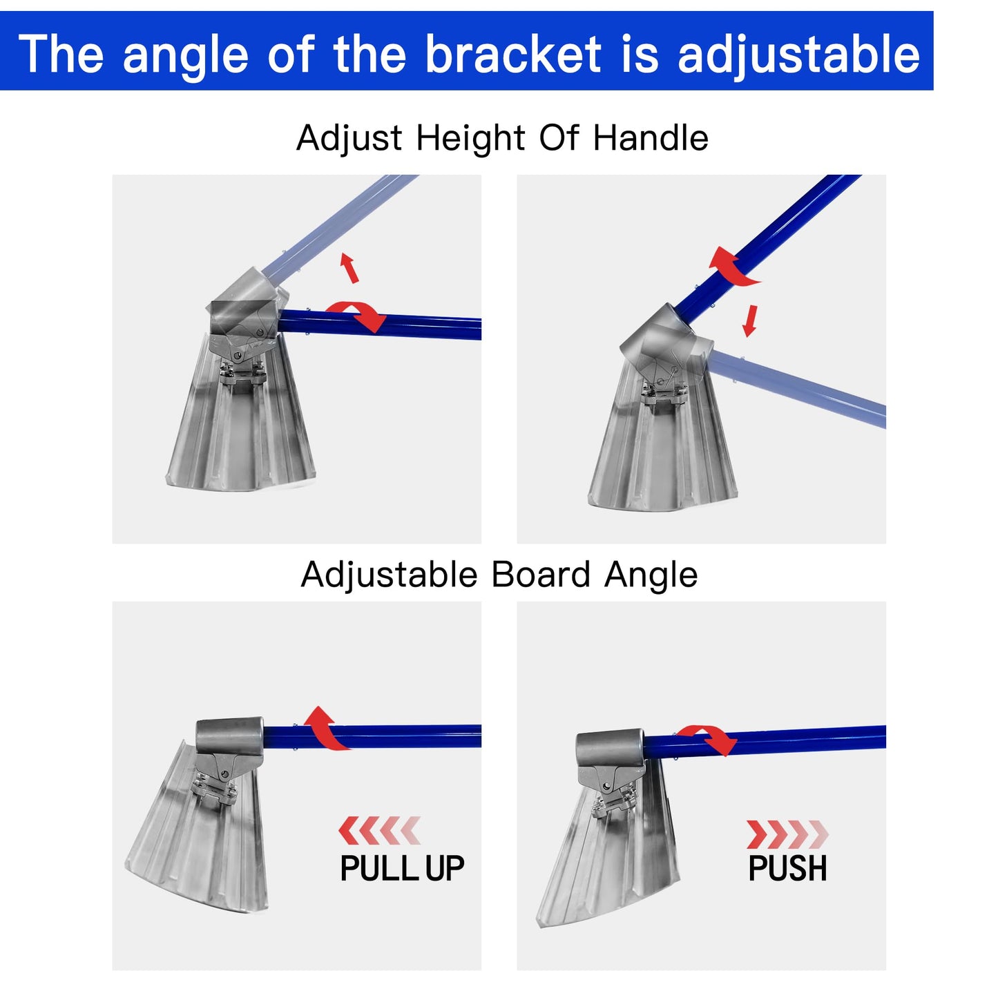 Bull Float Aluminum Magnesium Alloy Concrete Float 48"x8" Round End Board Kit trowel Tool Cement Tools Float Bracket Concrete Finishing Tools With 48" Handle x4 VOYAR