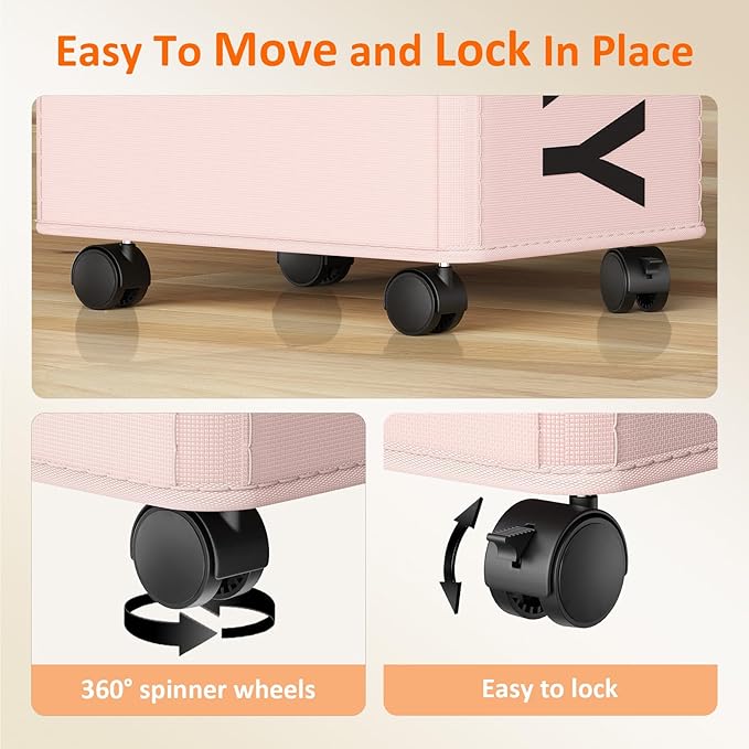 Pink Laundry Basket with Wheels, Dorm Room Essentials