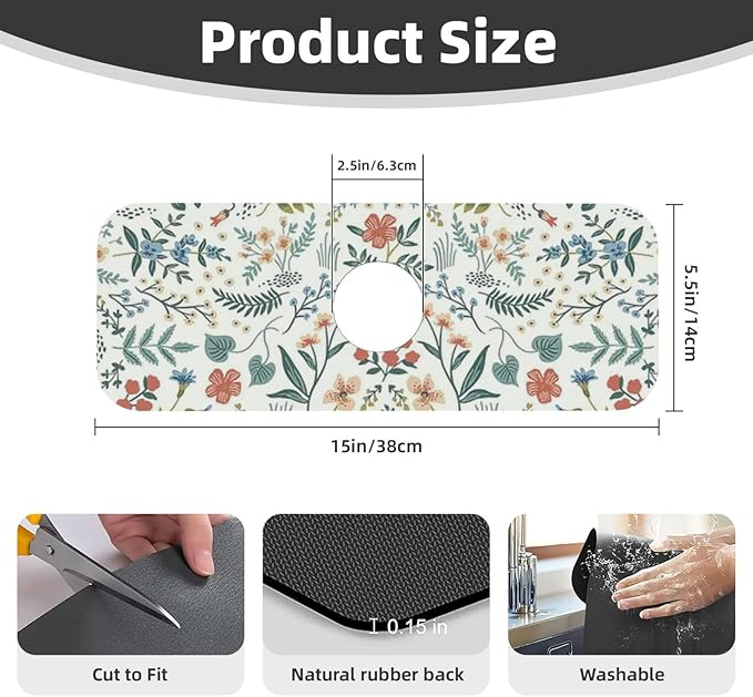 2Pcs Dish Drying Mats Faucet Mats Sets Large Size Coffee Mats Sink Faucet Mat