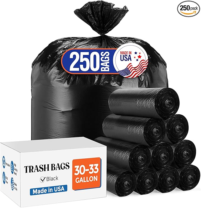 Delxo 30-33 Gallon Trash Bags, Durable & Puncture-Resistant Plastic Bolsas para