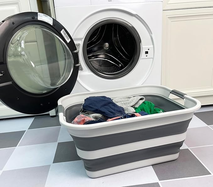 SAMMART Collapsible Plastic Laundry Basket