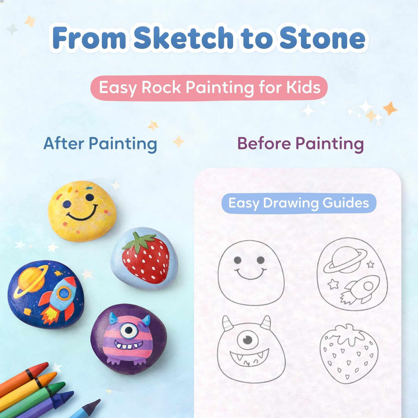 Rokraft 36 PCS Large 2.15-3.35" Smooth Natural River Rocks for Painting, Flat Painting Rocks & Craft Stones for Kindness Rocks, School Art Projects & DIY Crafts