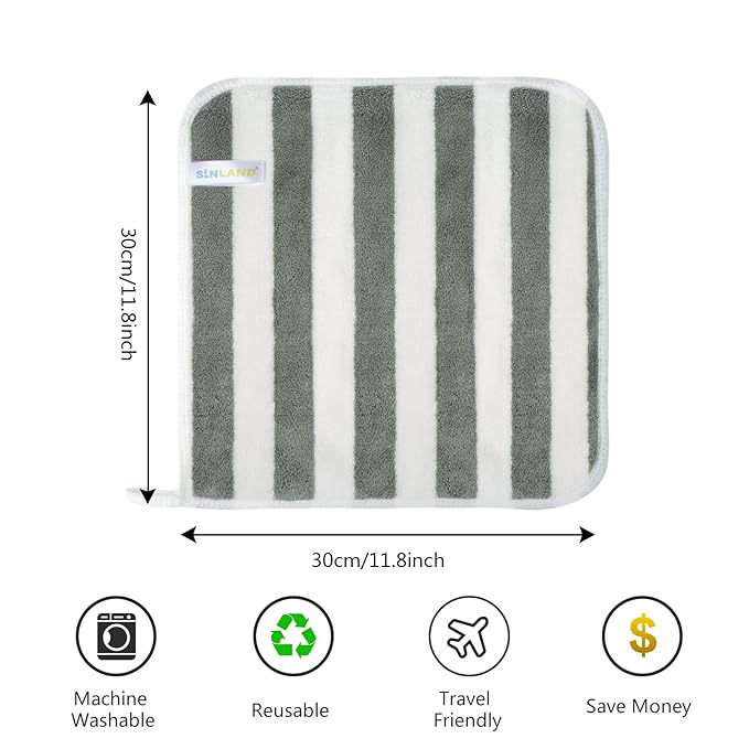 SINLAND Microfiber Facial Cloths Fast Drying Washcloth 12inch x 12inch