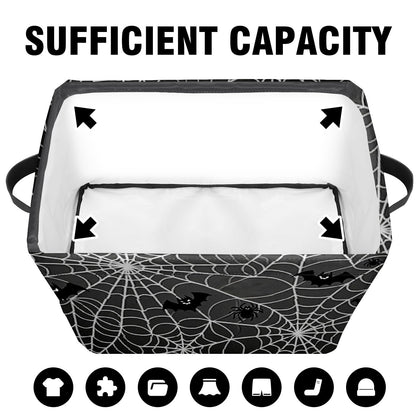 AHENGPAIG Halloween Baskets,Spider Web Bat Storage Bins with Handles for Men, Foldable Organizer Storage Boxes 14 x 10 x 8