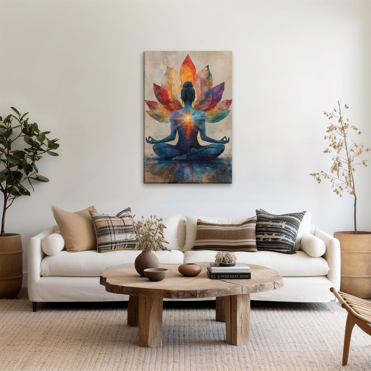 Meditation Wall Art Colorful Meditation Lotus Poster Chakra Energy Canvas Print Yoga Room Home Decor 12x18inch Unframed