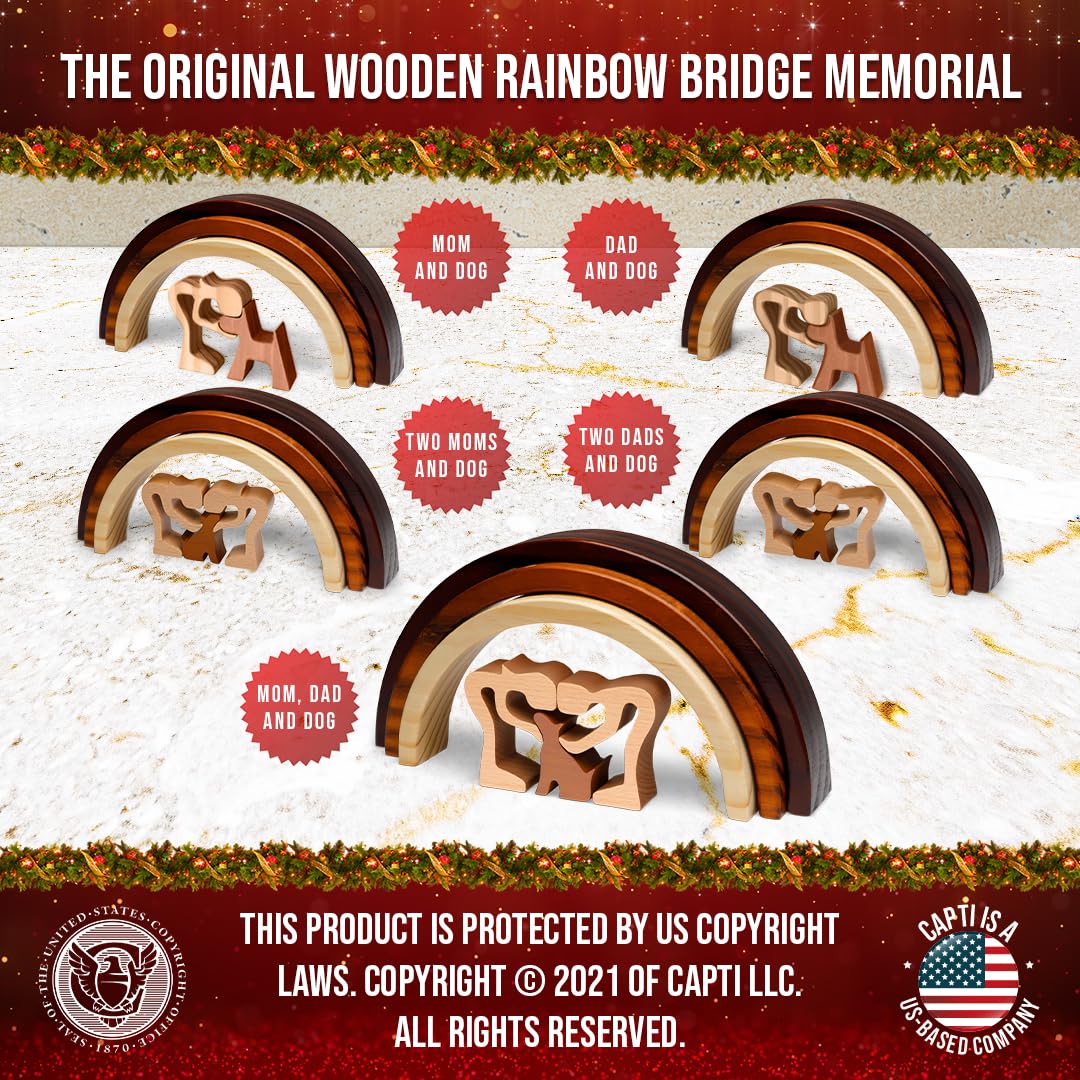 Capti Rainbow Bridge Dog Memorial Gifts, Pet Memorial - I'll Meet You at The Rainbow Bridge - Pet Loss Gifts, Bereavement, Sympathy Keepsake Dog Mom, Dog Dad for Loss of Pet (Dog and Family)