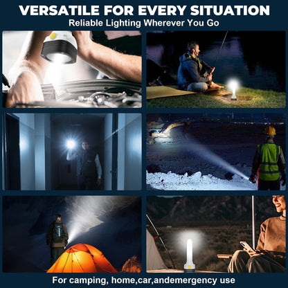 FUICZSN Flashlight Lantern Combo Rechargeable, 2-in-1 LED Flashlight with 360° Camping Lantern & Emergency Strobe, Compact Light for Camping, Power Outage, Car