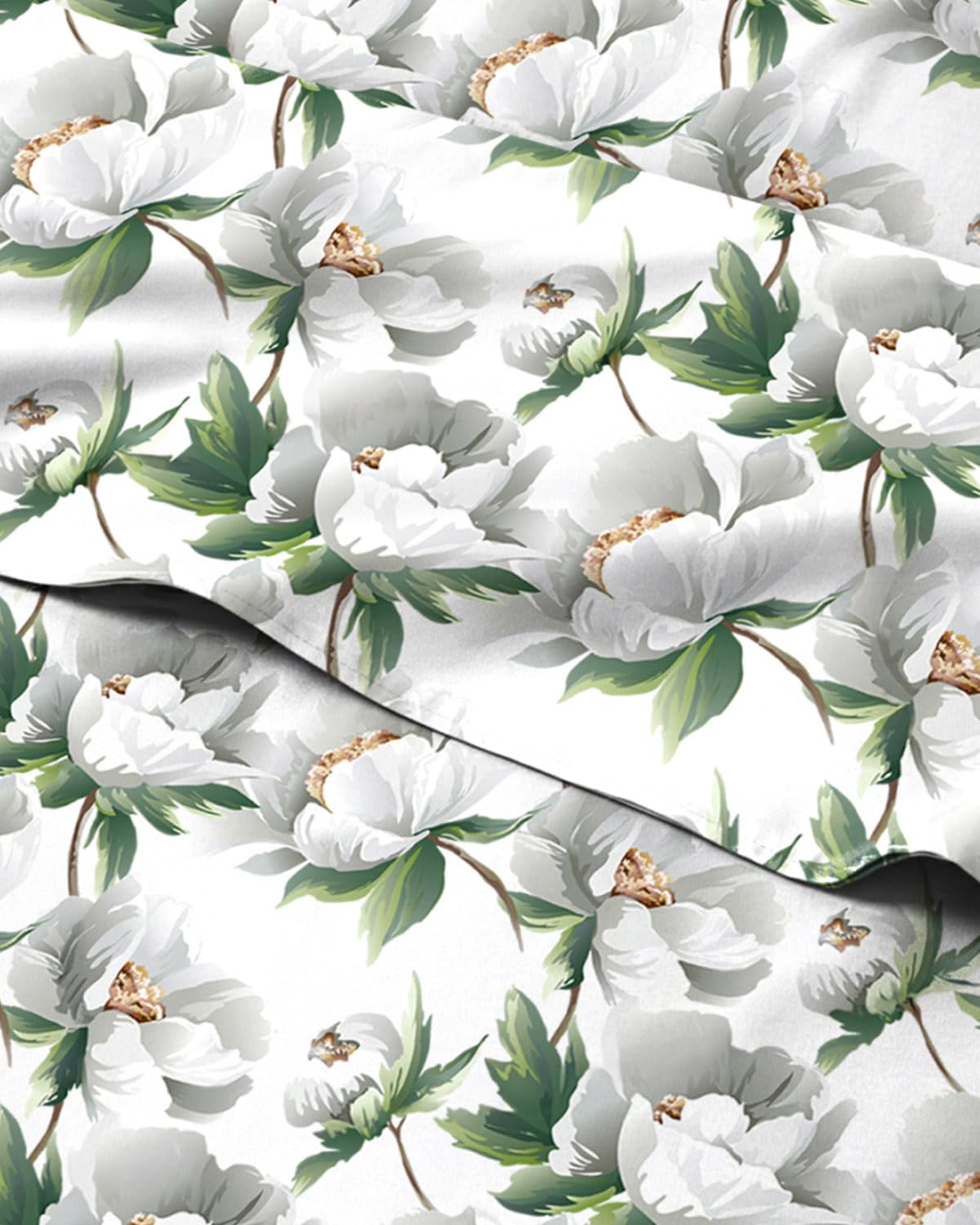 Floral Sheets - Flower Print Bed Sheet Set - 1 Flat, 1 Fitted & 2 Pillowcases w/ Deep Pockets - Comfy, Cozy, Wrinkle & Fade Free - Boho Botanical Bedding - Soft, Breathable & Cooling - Queen Size Set