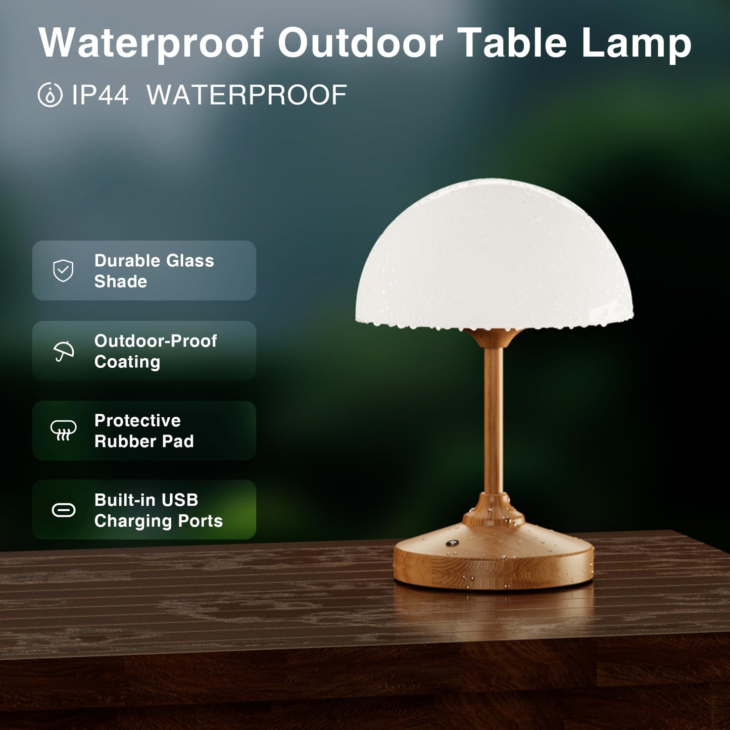 Dawnwake Mushroom Lamp Cordless Lamp Table Lamp,Outdoor Waterproof Shower Lamps,5000mAh Rechargeble Battery Operated Dimmable Touch Desk Lamps,LED Night Light for Bathroom Patio Camping Restaurant