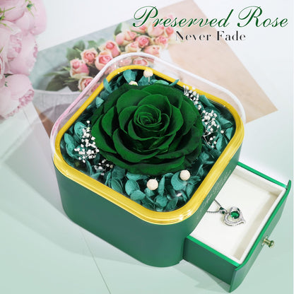 Beferr Valentines Day Gifts for Her Preserved Real Rose with Necklace Eternal Roses Forever Flowers for Delivery Prime Mothers Anniversary Birthday Gifts for Women Mom Grandma Wife Daughter Girlfriend
