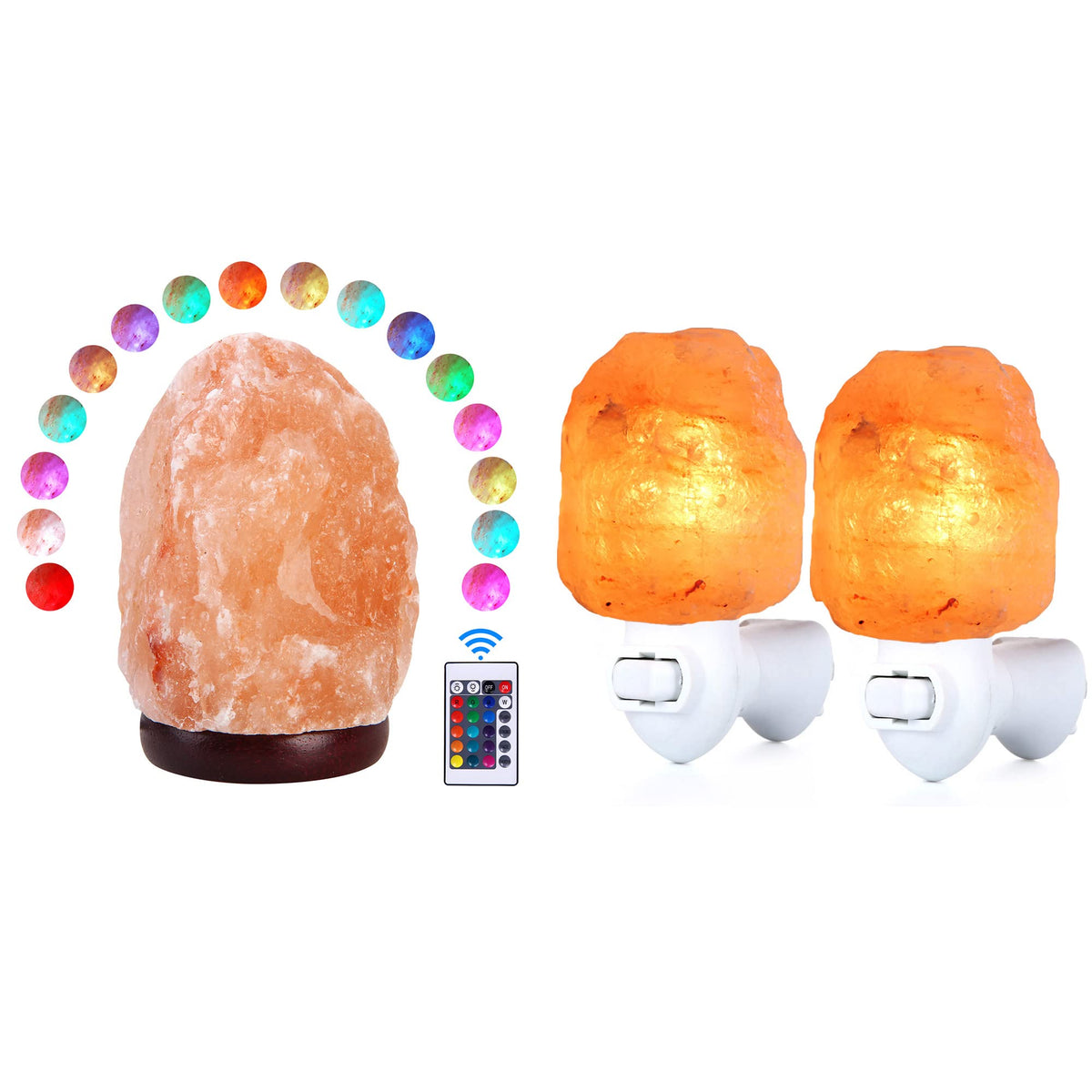 pursalt USB Himalayan Salt Lamp Night Light with Remote Control Bundled Salt Lamp Night Light 2 Pack Set