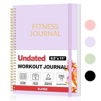 Fitness Journal Workout Planner for Women & Men, A4 (8.5" x 11") Workout Journal Log Book Planner Gift for Track Gym Essentials, Home Workouts, Track Progress, Achieve Wellness Goals, Purple