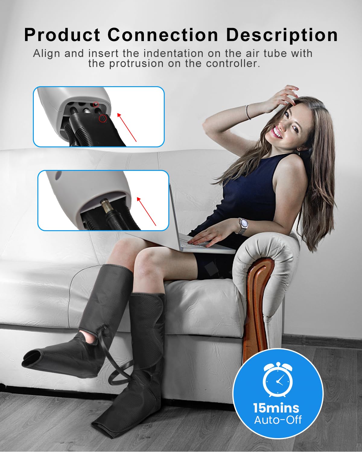 LINGTENG Air Compression Leg Massager with Heat, Leg Massager Simulates Kneading and Stroking of Tissues by Using an Inflatable Garment, Gifts for Women Men (Black)