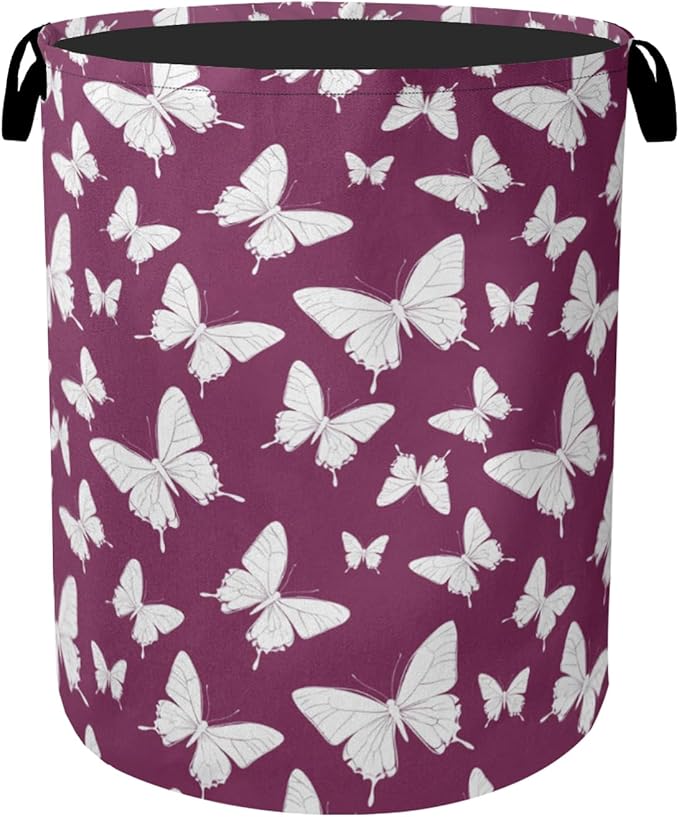 Purple Butterfly Silhouette Laundry Basket