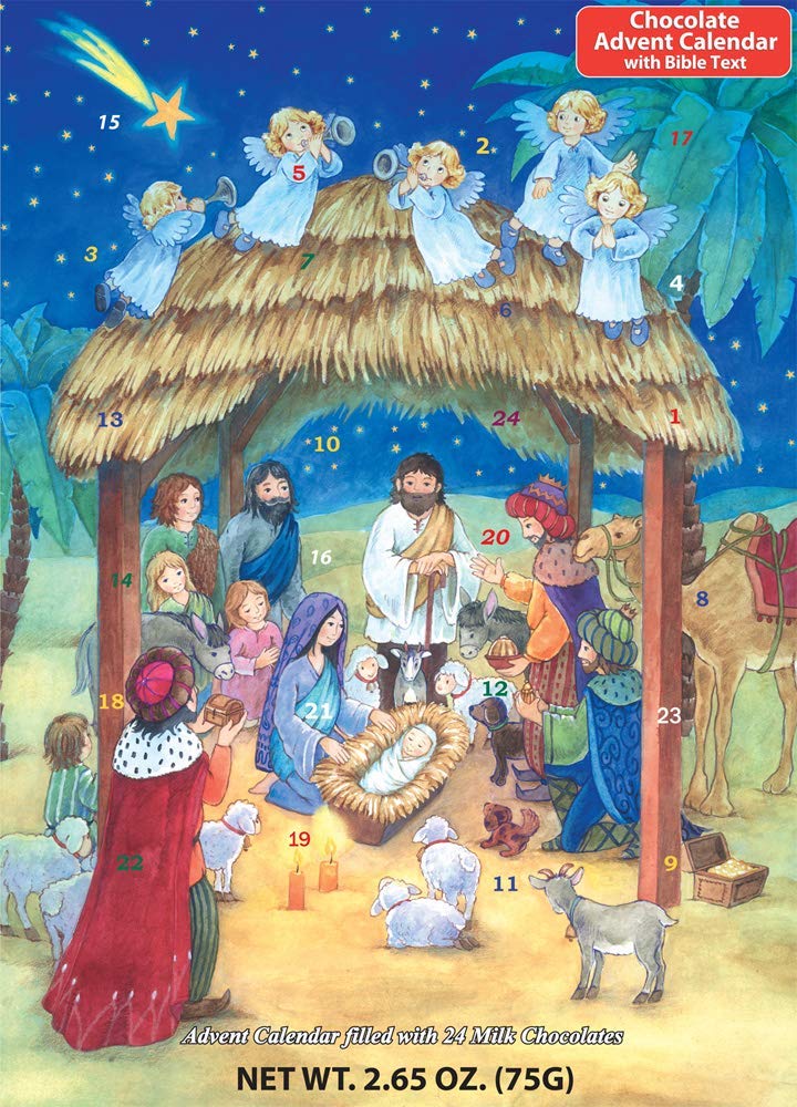 Nativity Chocolate Advent Calendar by Vermont Christmas Company - Delicious Milk Chocolate - Nativity Story - Celebrate the True Meaning of Christmas