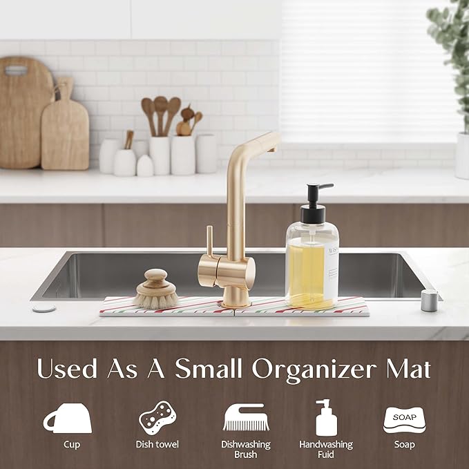 Stone Faucet Mat for Kitchen Sink, Diatomite Drying Stone Mat for Kitchen