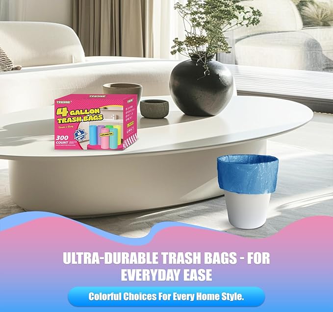 300 Count 4 Gallon Small Trash Bags