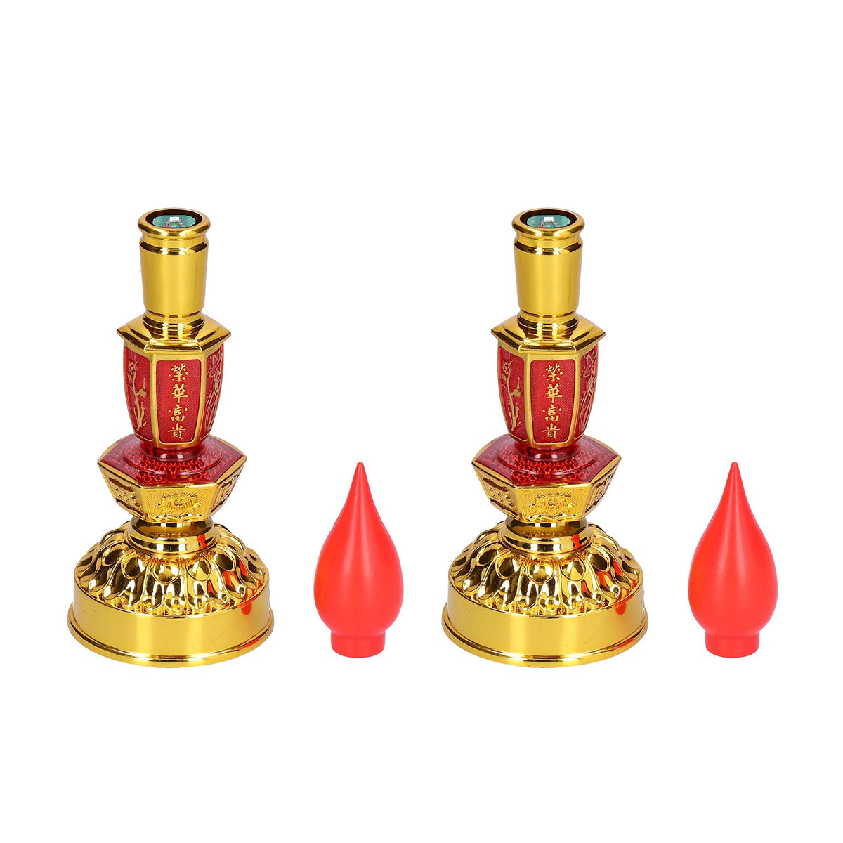 Buddhist Decor, Candle Lamp Chinese Style Traditional Retro for Office for Home for Meditation(Double Bright Electric Candle)