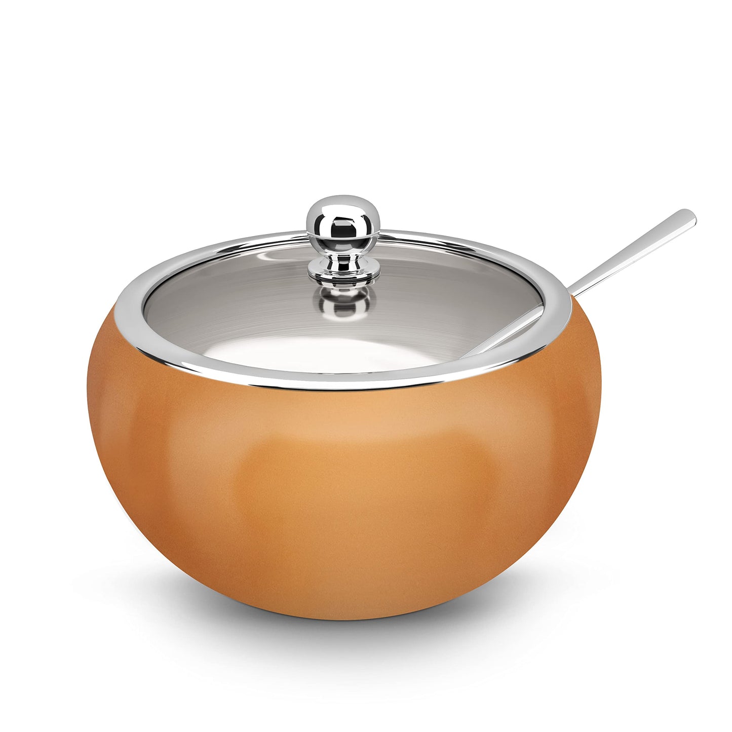 KooK Sugar Bowl, Sugar Bowl with Lid and Spoon, Sugar Container with Lid, for Salt, Coffee, Holds 2 Cups, Dishwasher Safe, Copper, 16 Oz
