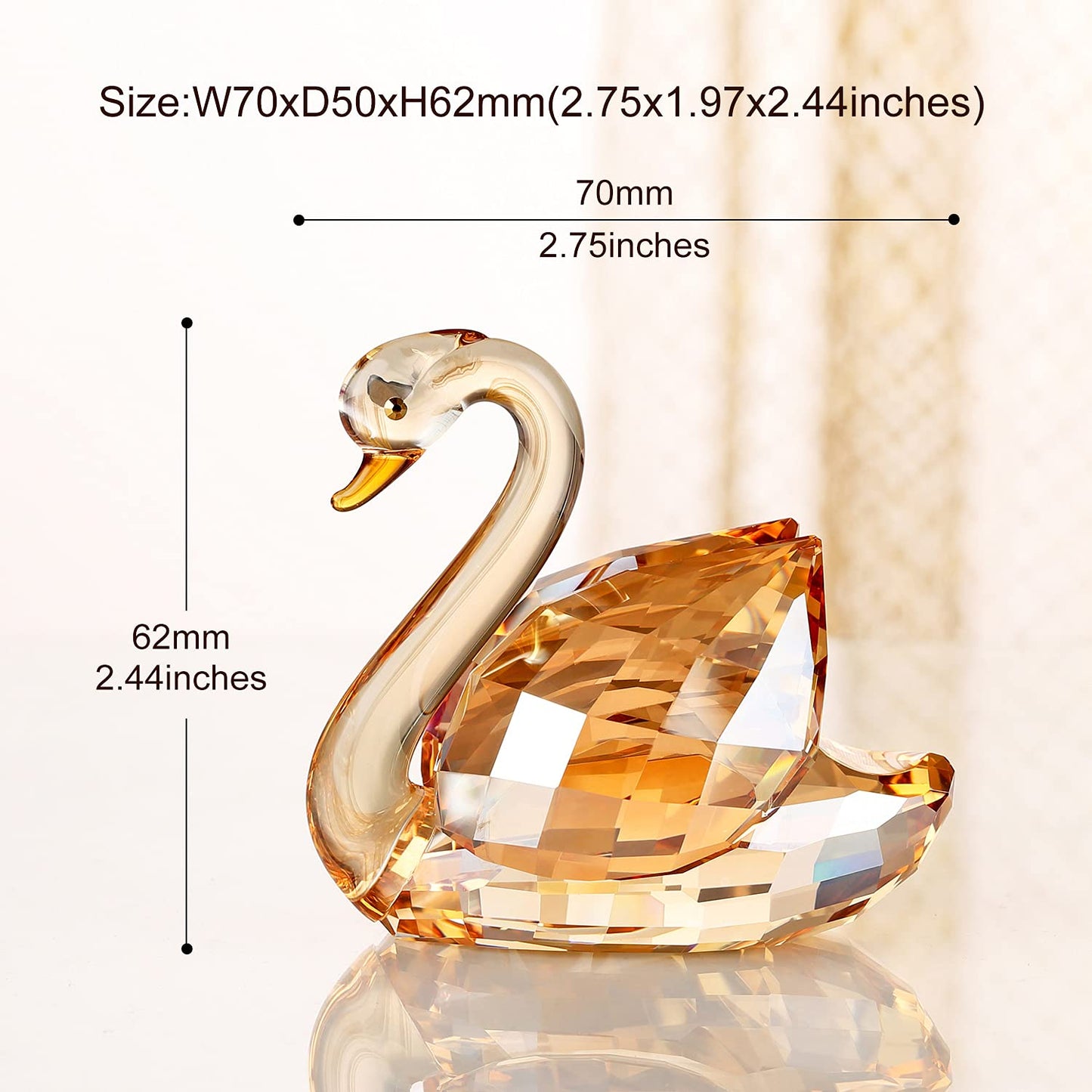 DOJOZ Crystal Swan A Pair Sparkle Valentines Day Sweet Gifts Figurine Collection Paperweight Table Centerpiece Ornament (Gold)
