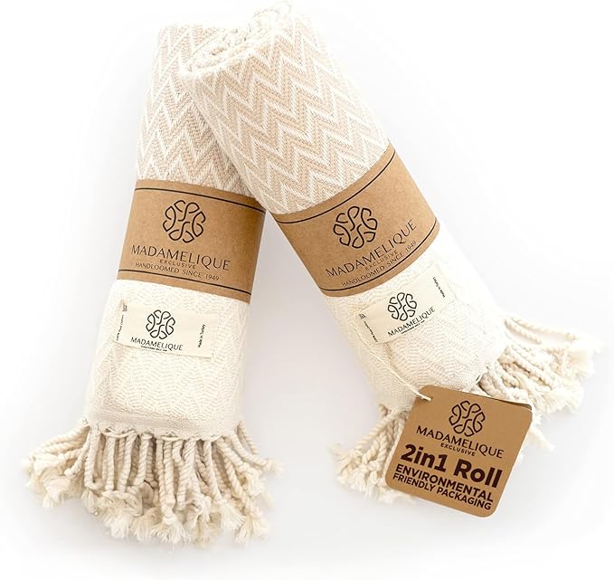 Madamelique Exclusive Hand Towels Set of 2-18 x 40 Inches