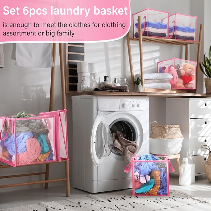 Zopeal 6 Pack Popup Laundry Hamper 13 Inch Collapsible Laundry Baskets