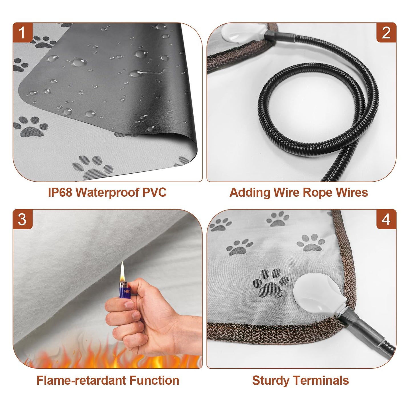 RC SLL Dog Heating Pad 86 x 53 cm, Electric Warming Pad for Dogs, Cats, Waterproof, Smart Thermostat Switch, Large Pet Heating Pad