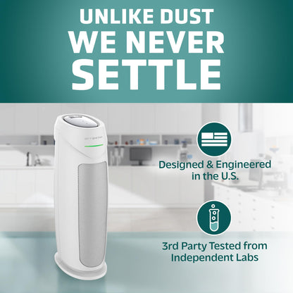GermGuardian 4-In-1 HEPA Air Purifier for Home, Large Rooms Up To 743 Sq. Ft. with HEPA Air Filter, UV-C Light & Odor Reduction, AC4825E, 22" Tower, Gray