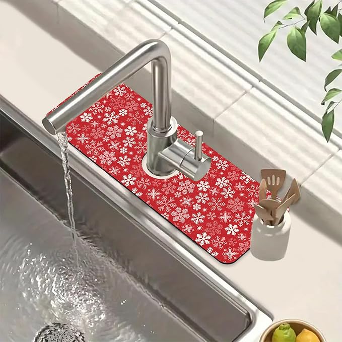 Christmas Merry Xmas Sink Splash Guard Santa Claus Faucet Absorbing Mat Fast