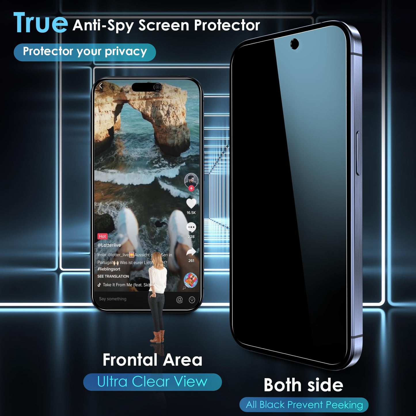 [2 Pack] Privacy Screen Protector for iPhone 11/XR, YMHML Tempered Glass Anti-Spy Bubble Free Case Friendly Easy Installation Film for iPhone 11/XR 6.1 Inch
