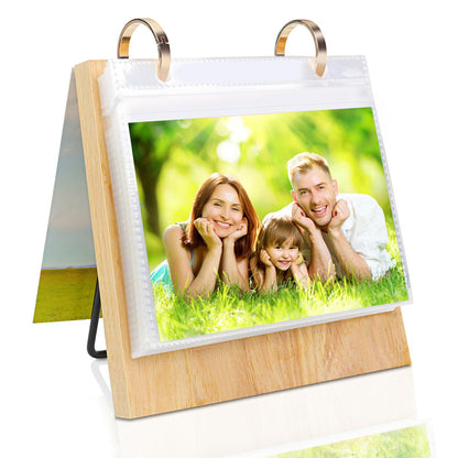 ZEEYUAN 4x6 Picture Frame Desktop Display 4x6 Desk Flip Photo Album on Stand 60 Pockets, Mother's Day Gift for Mom from Daughter Son Desk Photo Book Gifts for Mother Father Grandma