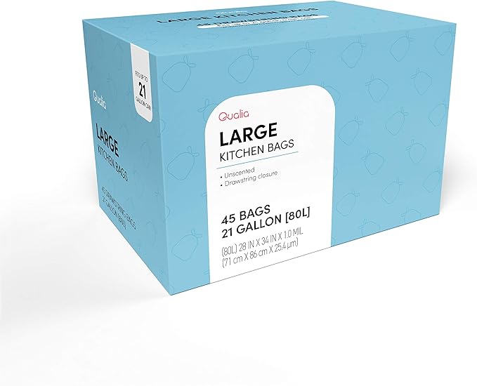 UNSCENTED 21 Gal / 80 Liter | Drawstring Closure Trash Bag | Heavy Duty By