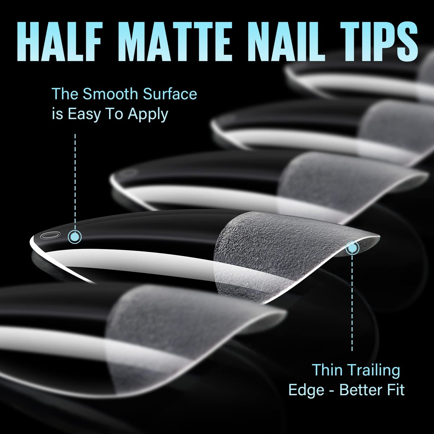 TOMICCA Short Nail Tips Extra Short Square Nail Tips, 192Pcs Fake Nails 12 Sizes Acrylic Clear Nails for Beginner and Professional DIY Gel Nails Salon