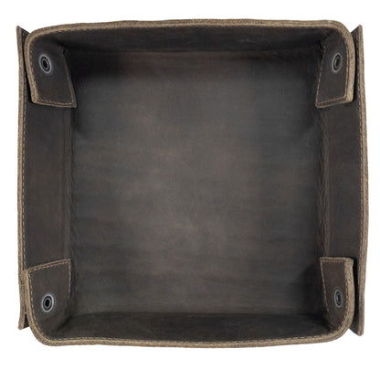 Hide & Drink, Leather Catchall Change Keys Coins Jewels Box Tray Big Storage, Handmade Includes 101 Year Warranty :: Dark Jade