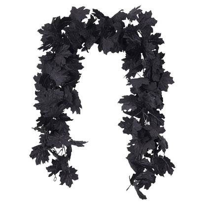 RECUTMS Fall Decor Black Garland, Black Decorations Halloween Garland, Fall Wall Hanging Maple Leaves, Artificial Maple Leaf Vine, Halloween Decorations Clearance,Decoration for Home, Pack of 2
